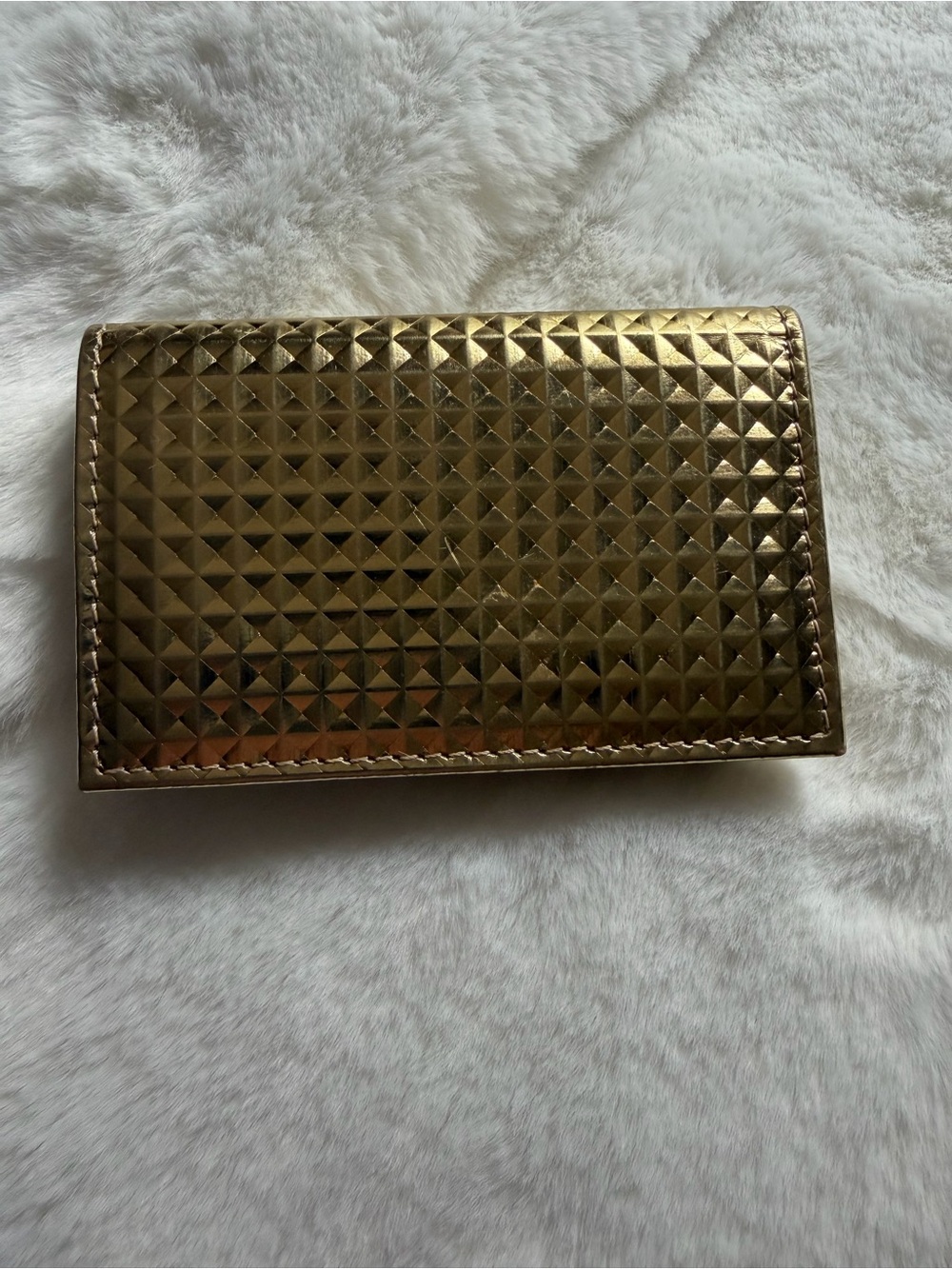 Jimmy Choo Metallic Gold Pyramid-Stud Card Holder